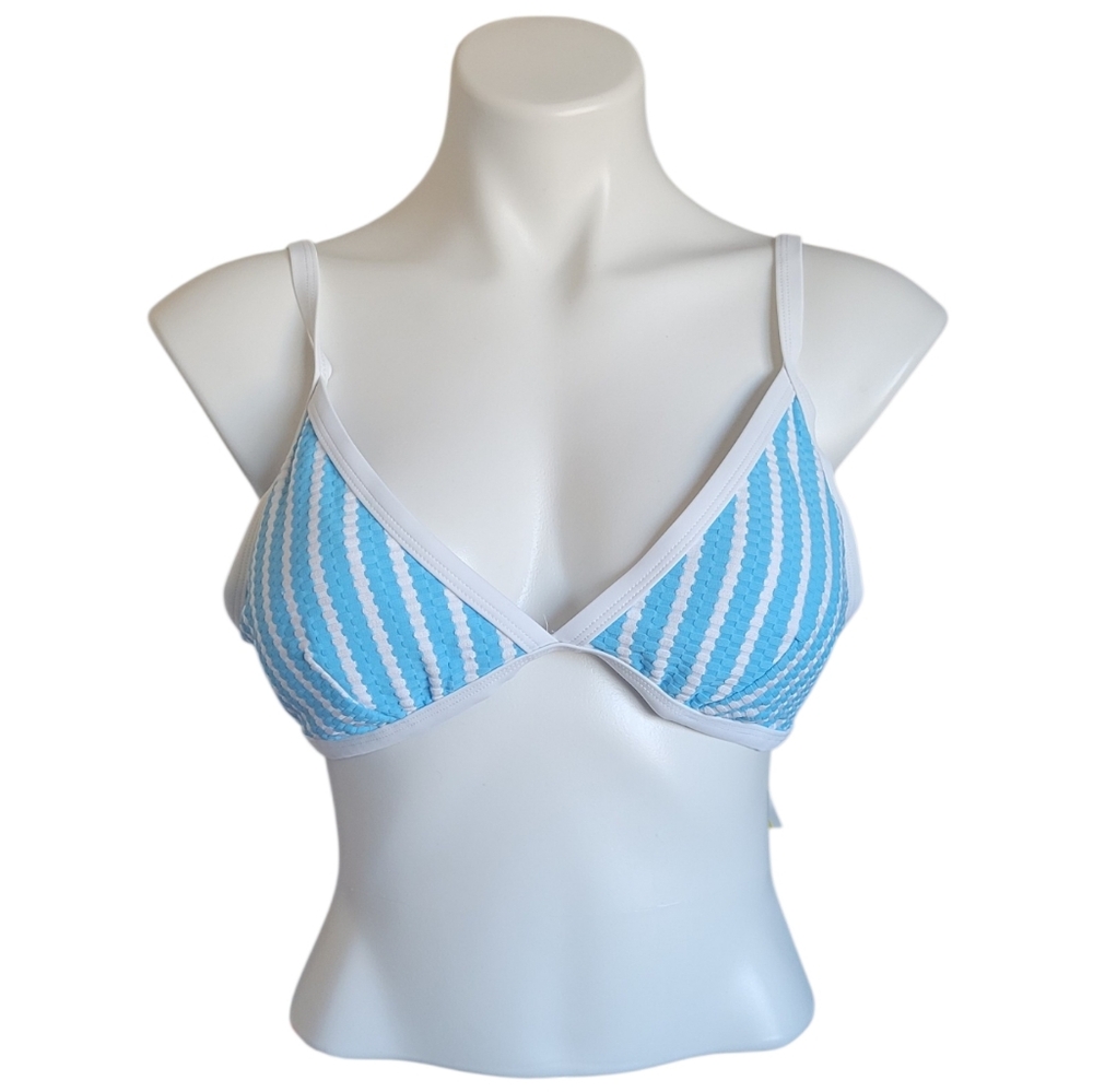 NWT Time And Tru Womens XL Blue And White Striped Bikini Swim Top